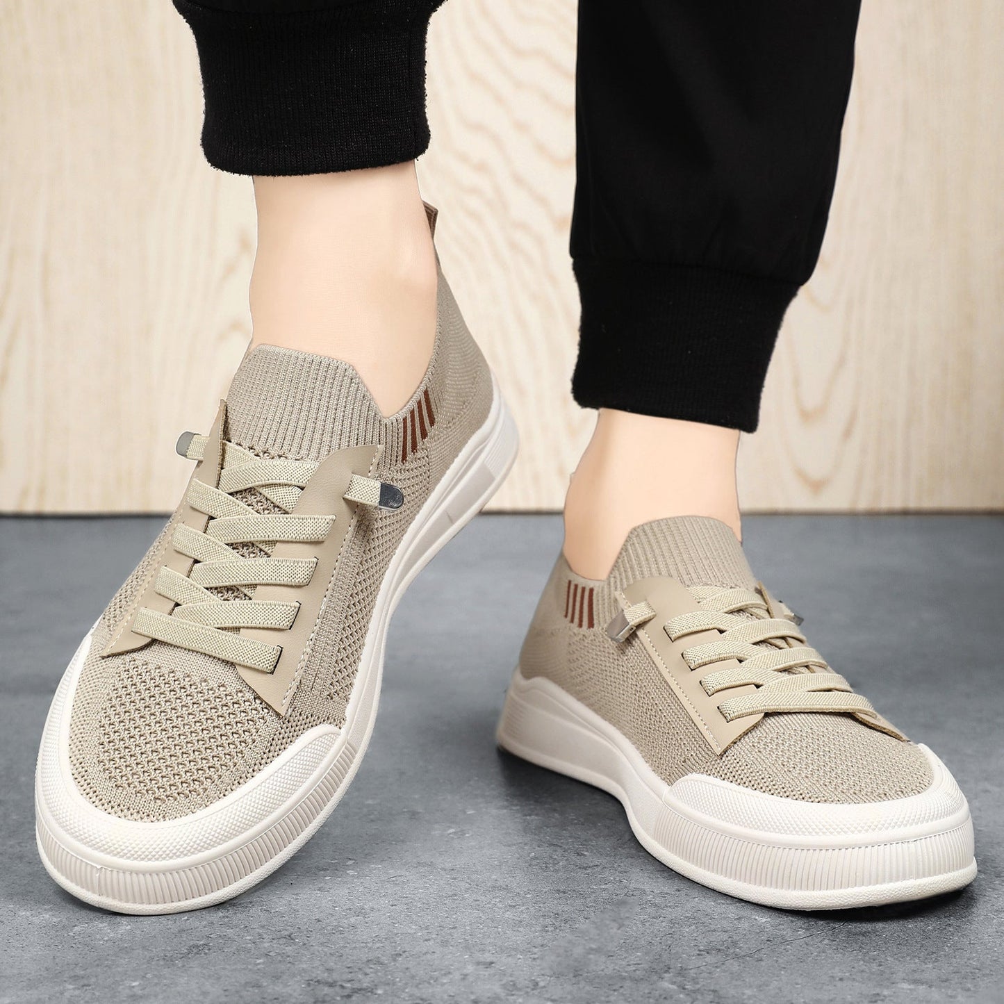 Damen Sport Sneaker Elastisch Knit Schnürsenkel