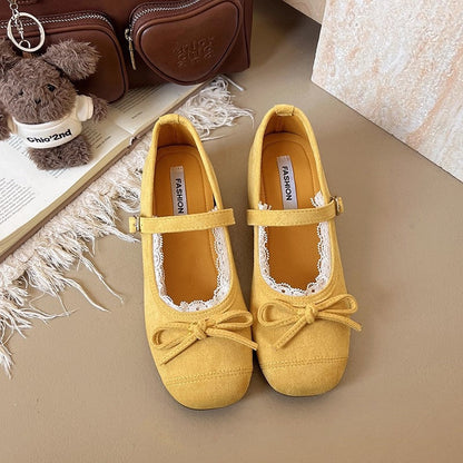 Damen Ballerinas mit verstellbarem Riemen Spitzenbesatz Elegant