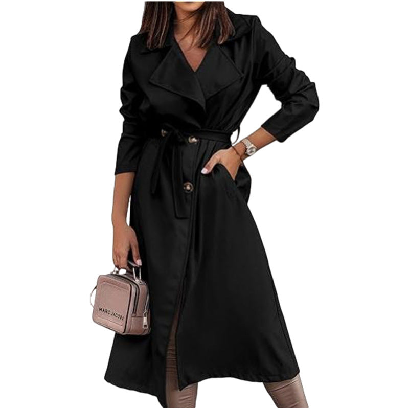 Damen Trenchcoat Elegant Mit Gürtel Feminin