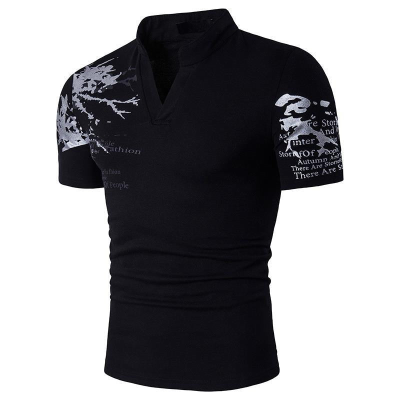 Herren T-Shirt Kurzarm Stehkragen Berlin Grafikdruck