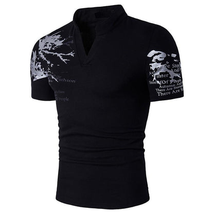 Herren T-Shirt Kurzarm Stehkragen Berlin Grafikdruck