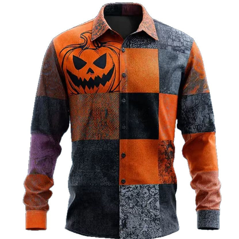 Herren Halloween Hemd Berlin Motiv Gruselig Kurzarm