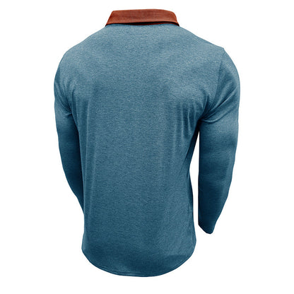 Herren Langarmshirt Modern mit Kontrastkragen und Brusttasche