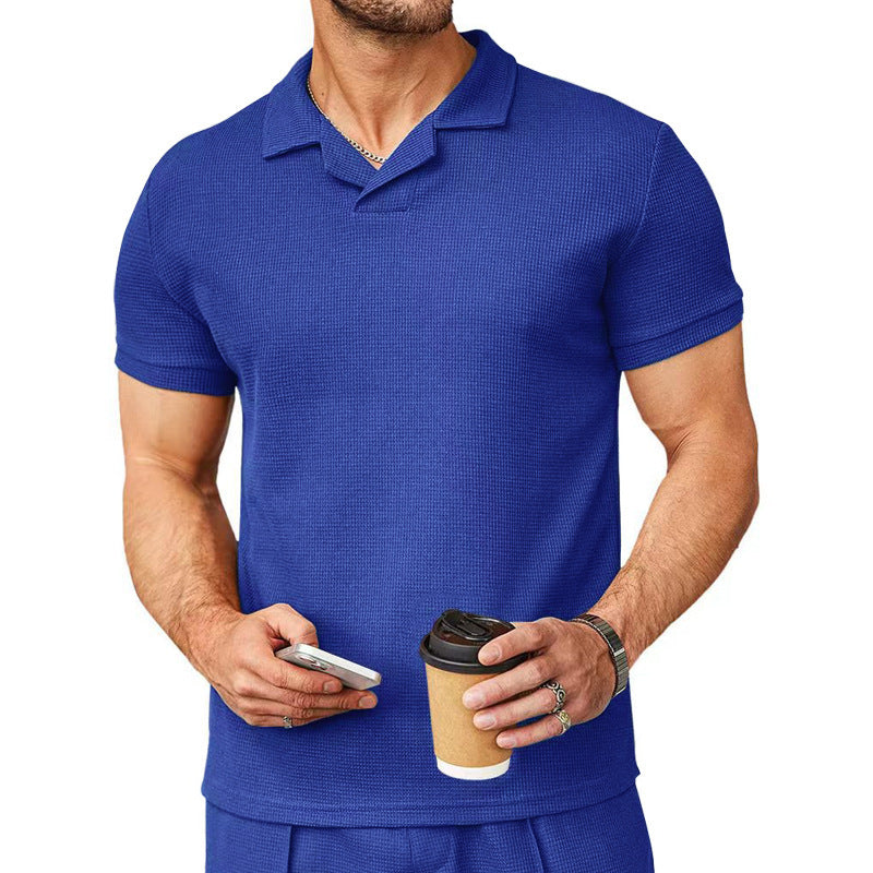 Herren Polo-Shirt Strukturiert Baumwollmix Modern