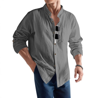 Herren Langarmhemd Slim Fit Henley Ausschnitt Modern - BerlinGlamour