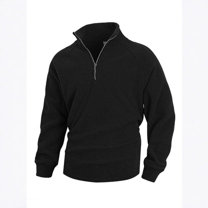 Herren Fleece-Pullover Reißverschluss Kragen Hoch Modern