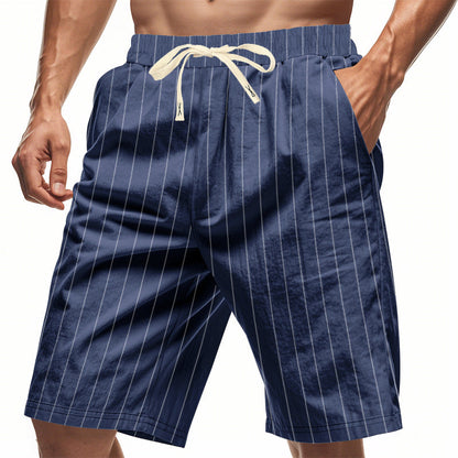 Herren Shorts mit Streifenmuster Elastisch Kordelzug Sommer