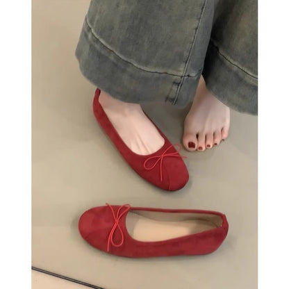 Damen Ballerinas Weich Bequem Schleifen Detail