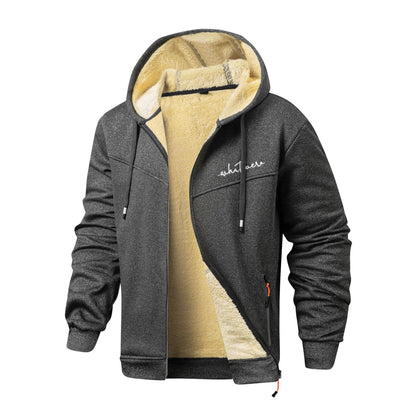 Herren Fleecejacke Kapuze Warm Gemütlich
