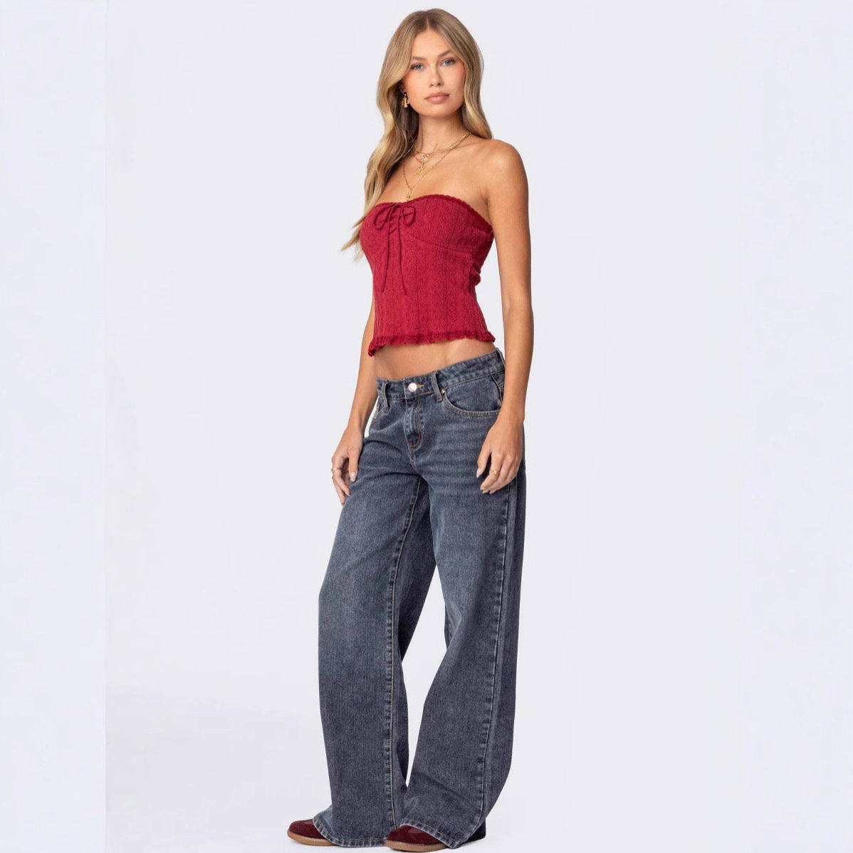 Hohe Damenjeans mit Taschen Comfort Fit