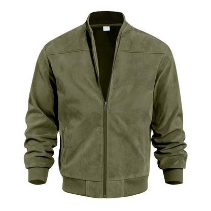 Herren Bomberjacke Lederoptik Weich Elastisch