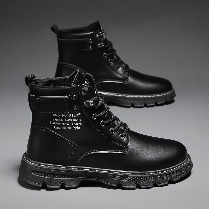 Herren Stiefel Robust Leder Schuhe Modern