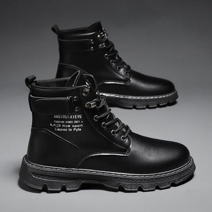 Herren Stiefel Robust Leder Schuhe Modern