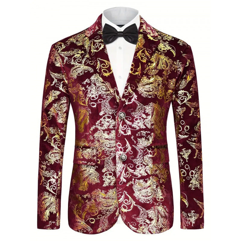 Herren Blazer Samt mit Floralmuster Elegant
