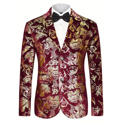 Herren Blazer Samt mit Floralmuster Elegant