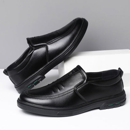 Herren Lederschuhe Bequem Slip-On Rutschfest Schwarz Modern