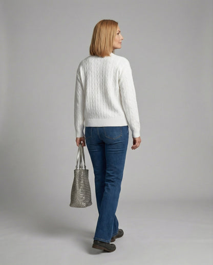 Damen Cardigan Grobstrick Zopfmuster Modern