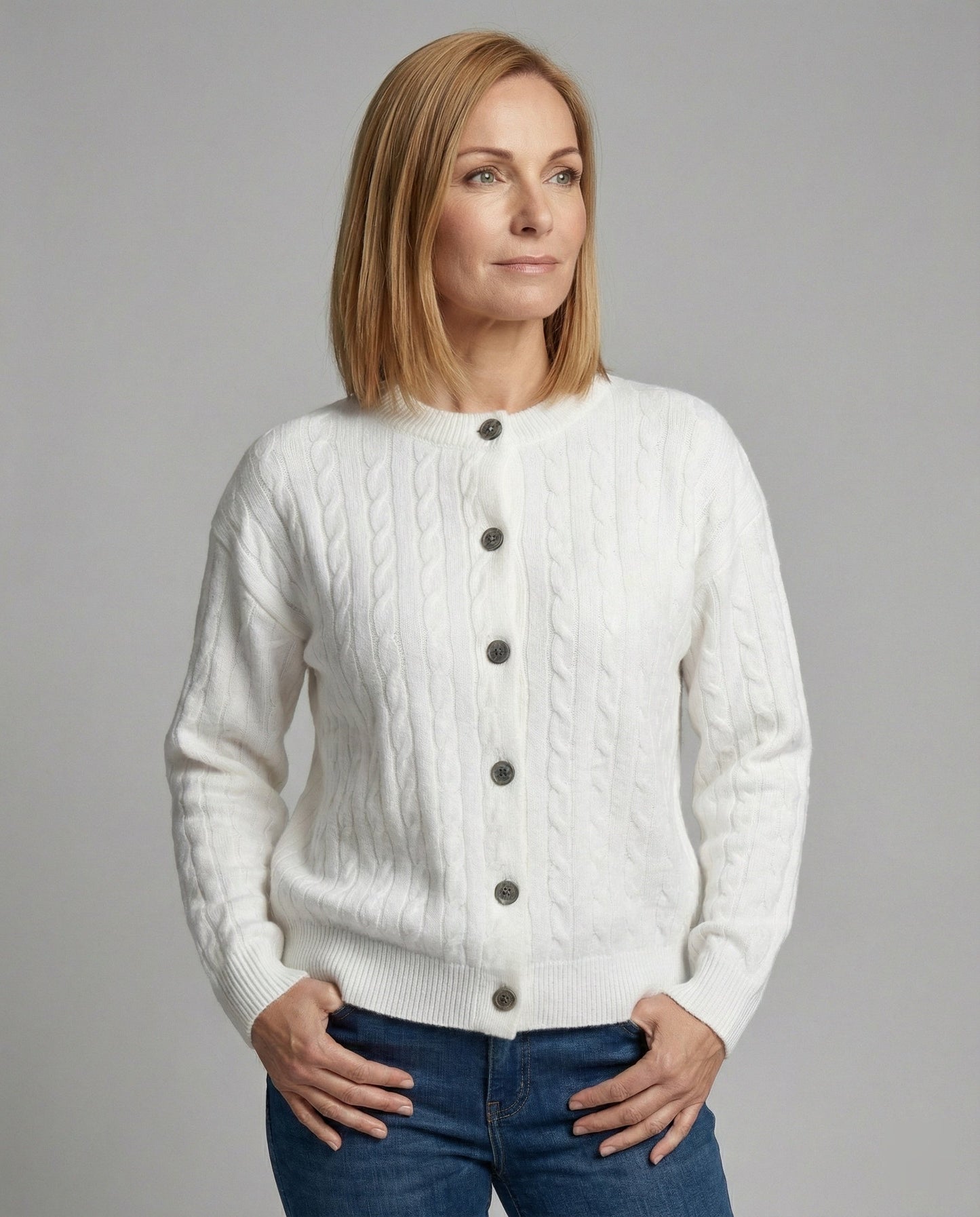 Damen Cardigan Grobstrick Zopfmuster Modern - BerlinGlamour