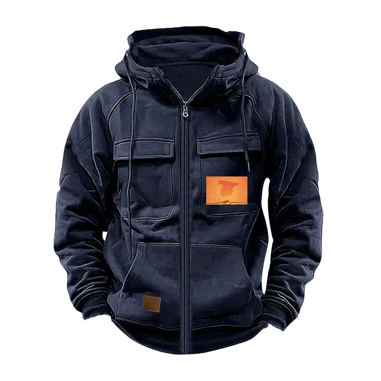 Herren Kapuzenjacke Multifunktionsjacke Praktisch Mit Taschen