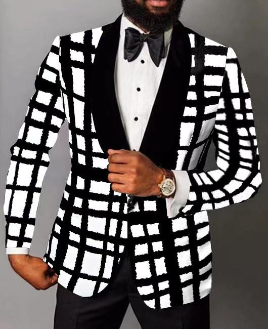 Smoking Herren Elegant Karomuster Schwarz Glamour