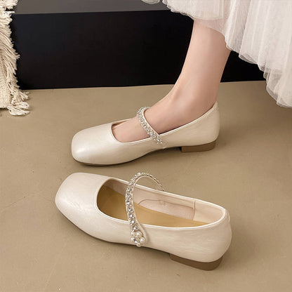 Damen Ballerinas Elegante Mary Jane Schuhe Komfort Innensohle