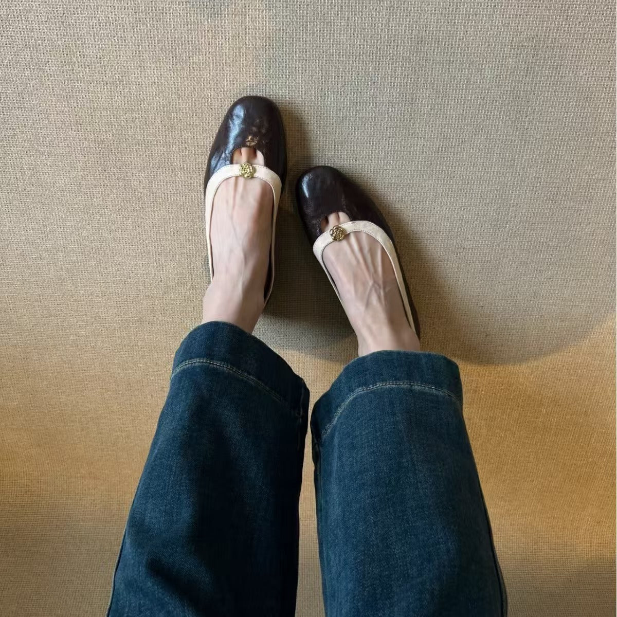 Damen Ballerinas Elegante Flats mit Details