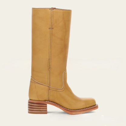 Damen Lederstiefel Westernstil Blockabsatz Schuhe