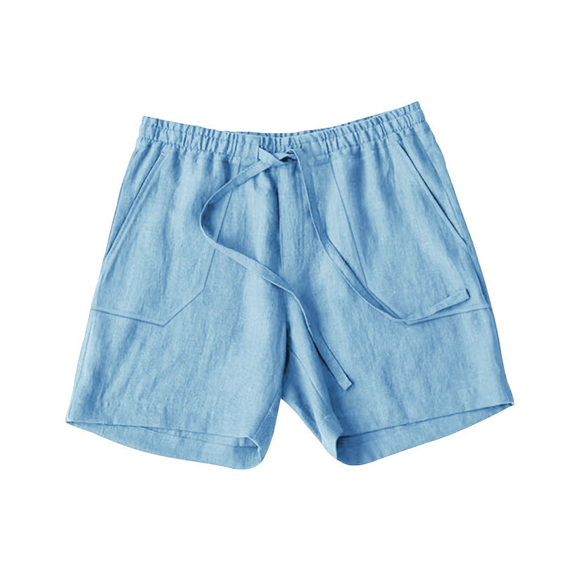 Herren Leinen Shorts Bequem Elastisch Sommer