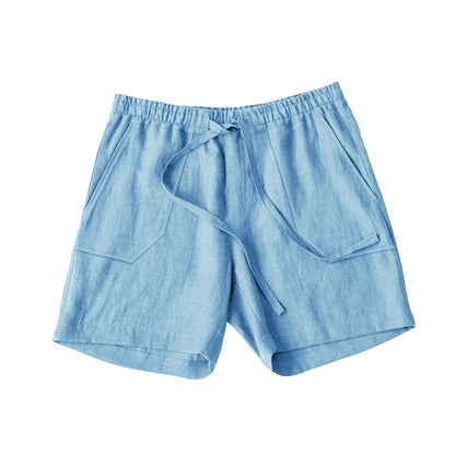 Herren Leinen Shorts Bequem Elastisch Sommer
