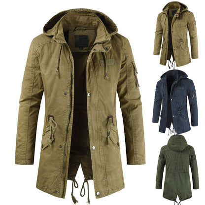 Herren lässige und funktionale Parkajacke mit Kapuze und praktischen Taschen BerlinGlamour.