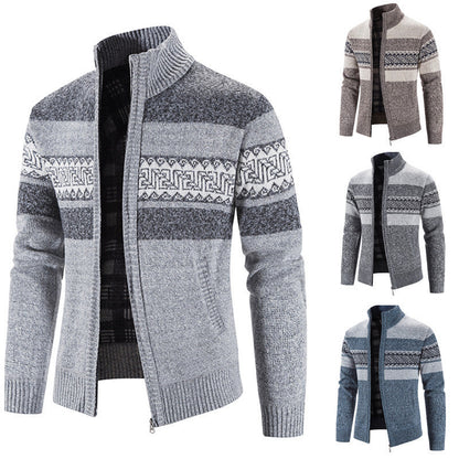 Herren Strickjacke Gemütlich Mit Kapuze Grau