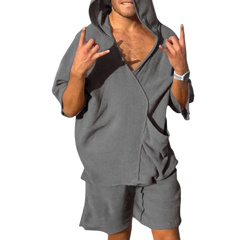 Herren Kapuzenpullover Kurz Casual mit Taschen