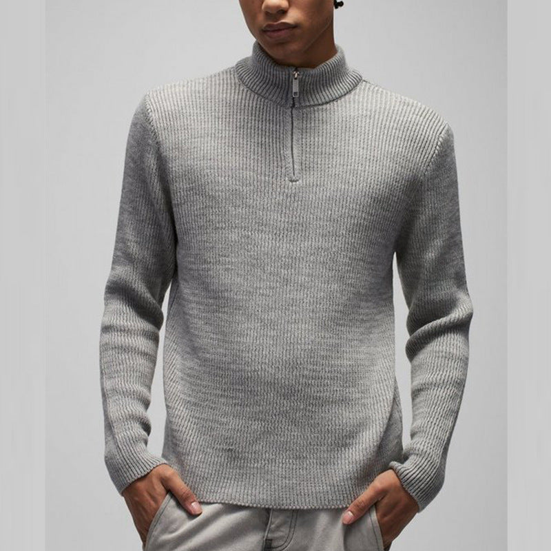 Herren Strickpullover Modern Hochkragen Kurzreißverschluss - BerlinGlamour