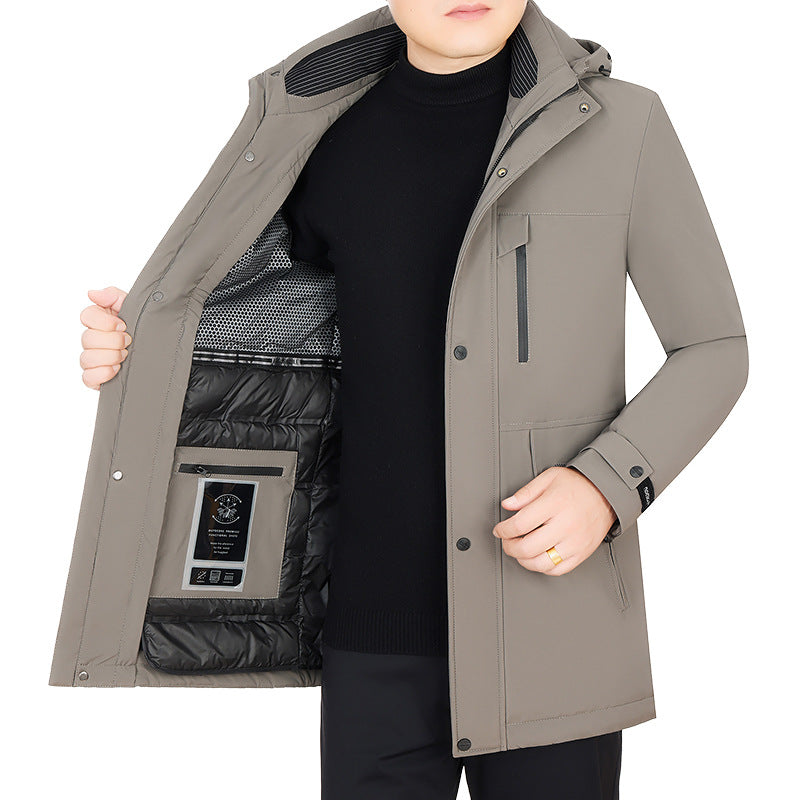 Wasserfeste Herrenjacke mit Kapuze und Thermofutter