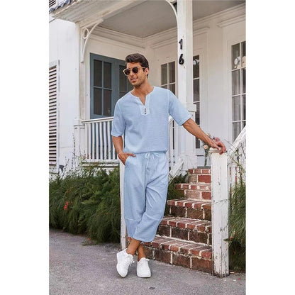 Herren Freizeitanzug-Set mit Knopfleiste Modern Stylisch