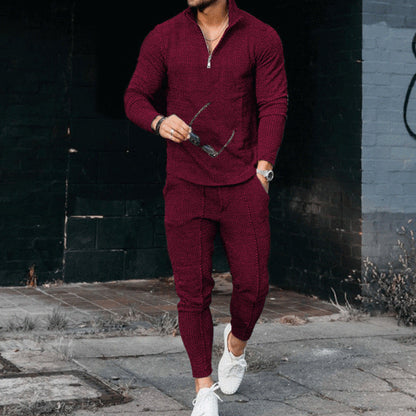 Herren Freizeitanzug Sportlich Mit Reißverschluss-Tasche Modern