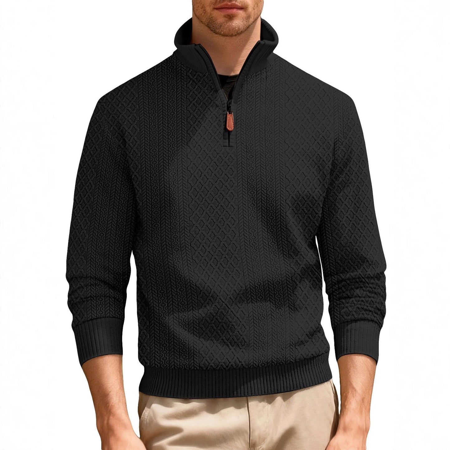 Herren Pullover Lässig Stehkragen Strick Qualität