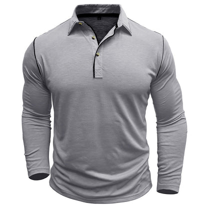 Herren Polo Langarm Modern Farben Kontrast