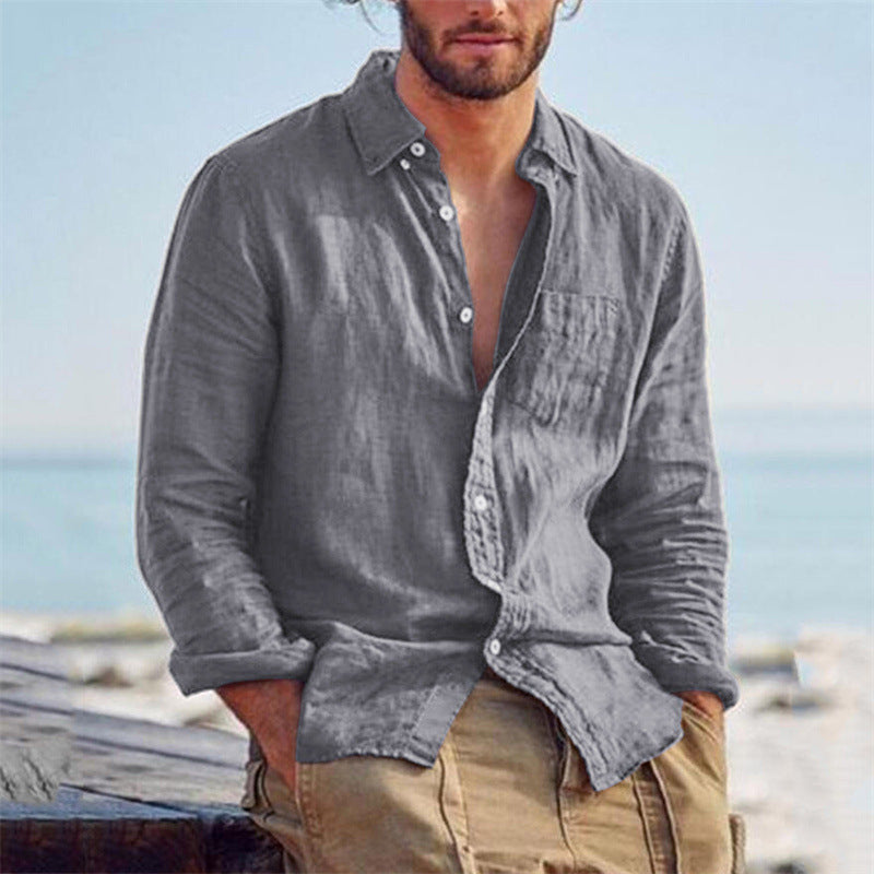 Leinenhemd Herren Leicht Sommerweiß Elegantes Design