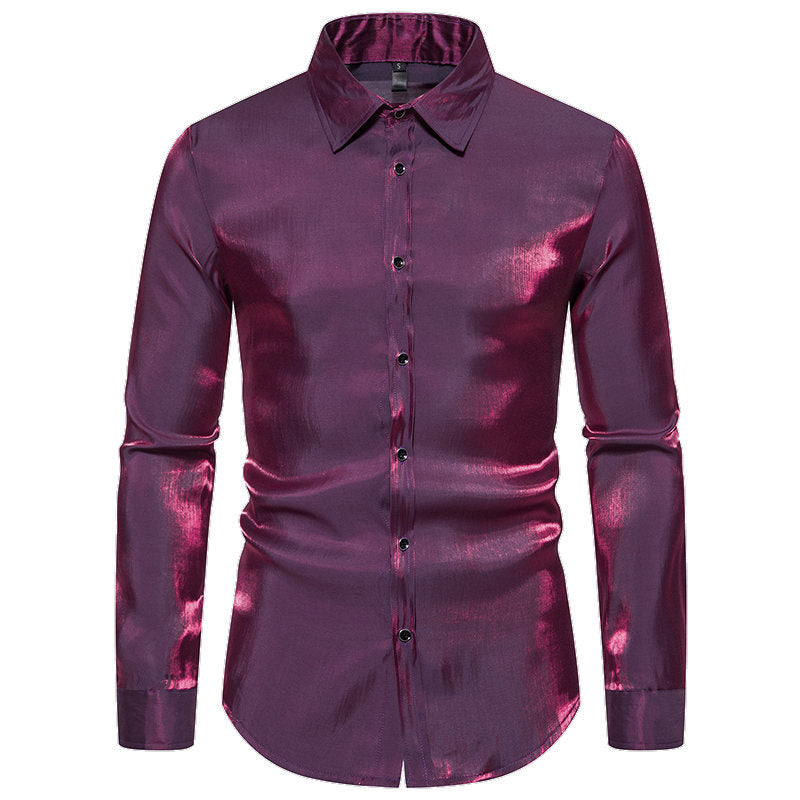 Elegantes Herren Hemd Langarm Glänzend Modern
