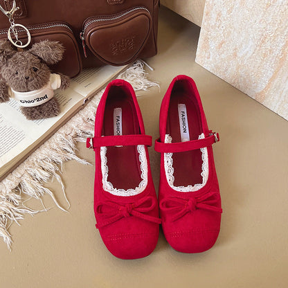 Damen Ballerinas mit Riemen und Spitze Elegant