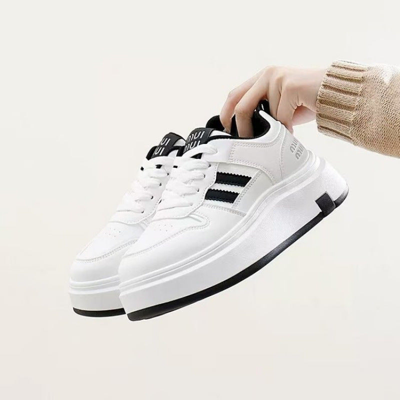 Damen Sneaker Laufsohle Dick Atmungsaktiv Sportlich