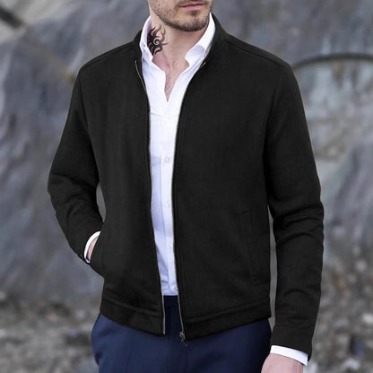 Herren Fleecejacke Stehkragen Taschen Warm