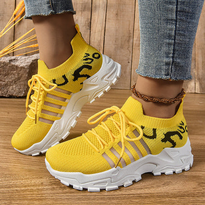 Damen Sneaker Sportlich Laufschuhe Schnellschnürsystem