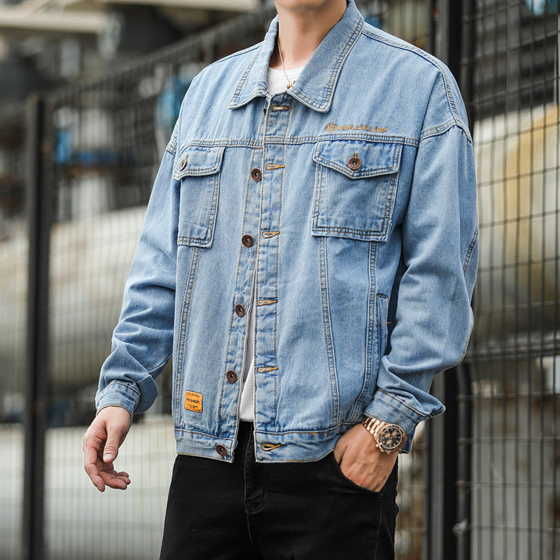 Herren Denimjacke Lässig Robust Mit Funktions-Taschen