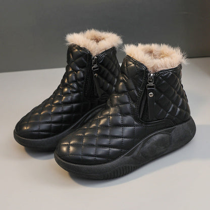 Damen Winterstiefel Warm Steppung Reißverschluss