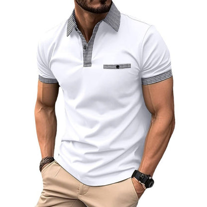 Herren Polohemd Modern Karo Muster Slim Fit