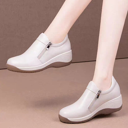 Damen Slip-On Schuhe Bequem Reißverschluss Weich