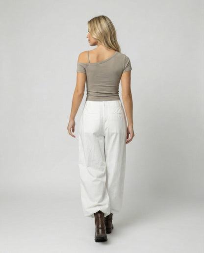 Damen Hose Hohe Taille Weites Bein Lang