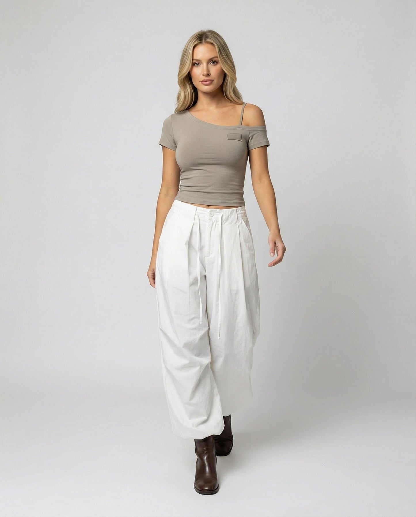 Damen Hose Hohe Taille Weites Bein Lang